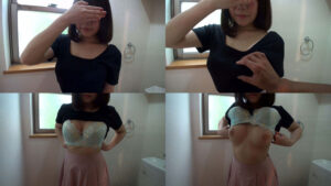 個撮）激カワ美巨乳お嬢様が見つめてトイレフェラ！亀頭責め喉奥ピストンで口内射精